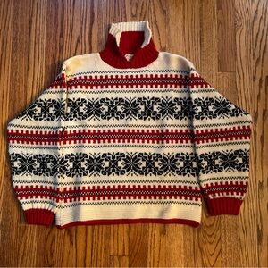 A Nansen Knitwear Nordic Sweater 100% Virgin Wool Fair Isle • Made In Norway